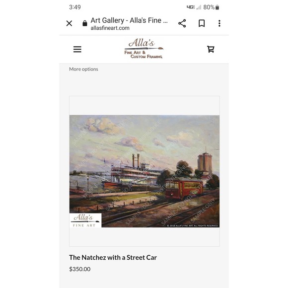 Allas Fine Art Print with Matting The Natchez With a Street Car New Orleans - Picture 1 of 7
